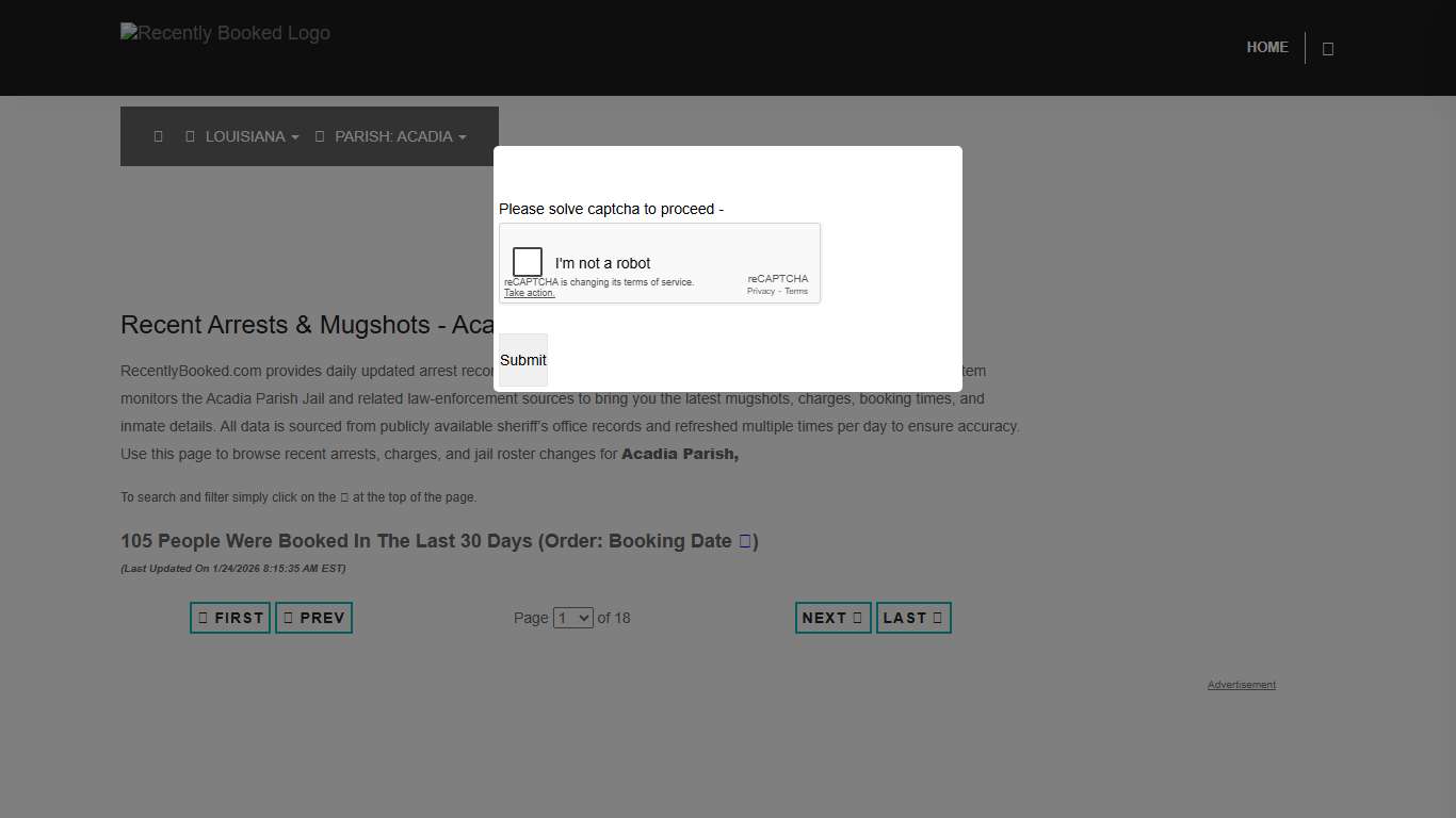 Acadia Parish, Louisiana Mugshots RecentlyBooked.com